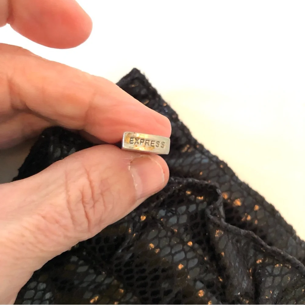 Express Black Faux Snakeskin Ruched Clutch Y2K Evening Bag